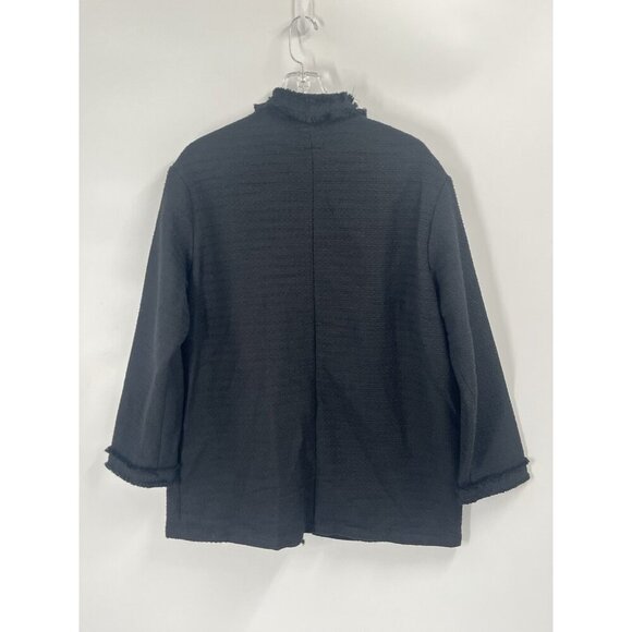 H&M Textured Weave Black Knit Cotton Jacket Decorative Buttons Sz M - Picture 7 of 8